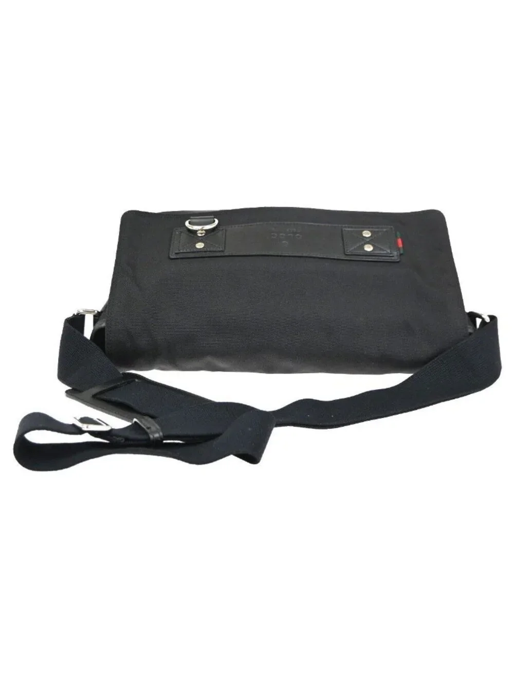 Gucci Sherry Line Messenger Bag Black Canvas Leather